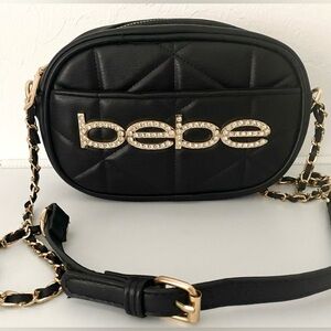 Bebe Crossbody Bag NEW Black with Gold Chain
